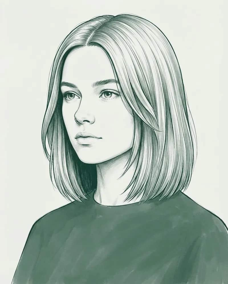 Ilustración del corte Melena corta por los hombros