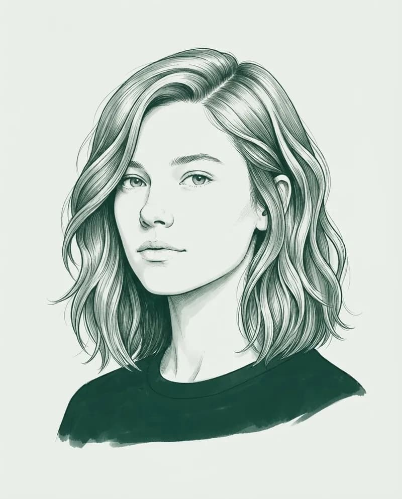 Ilustración del corte Melena corta con ondas