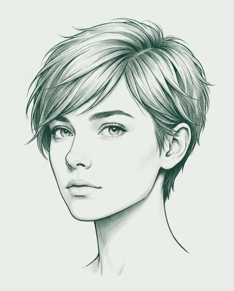 Ilustración del corte Pixie largo