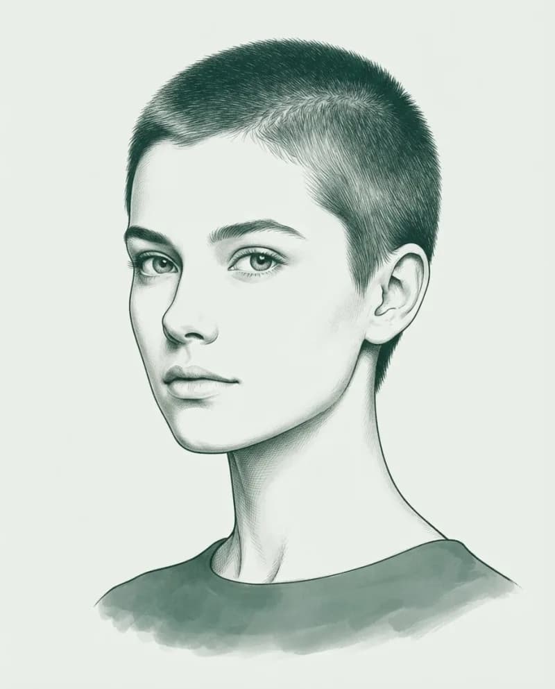 Ilustración del corte Rapado femenino