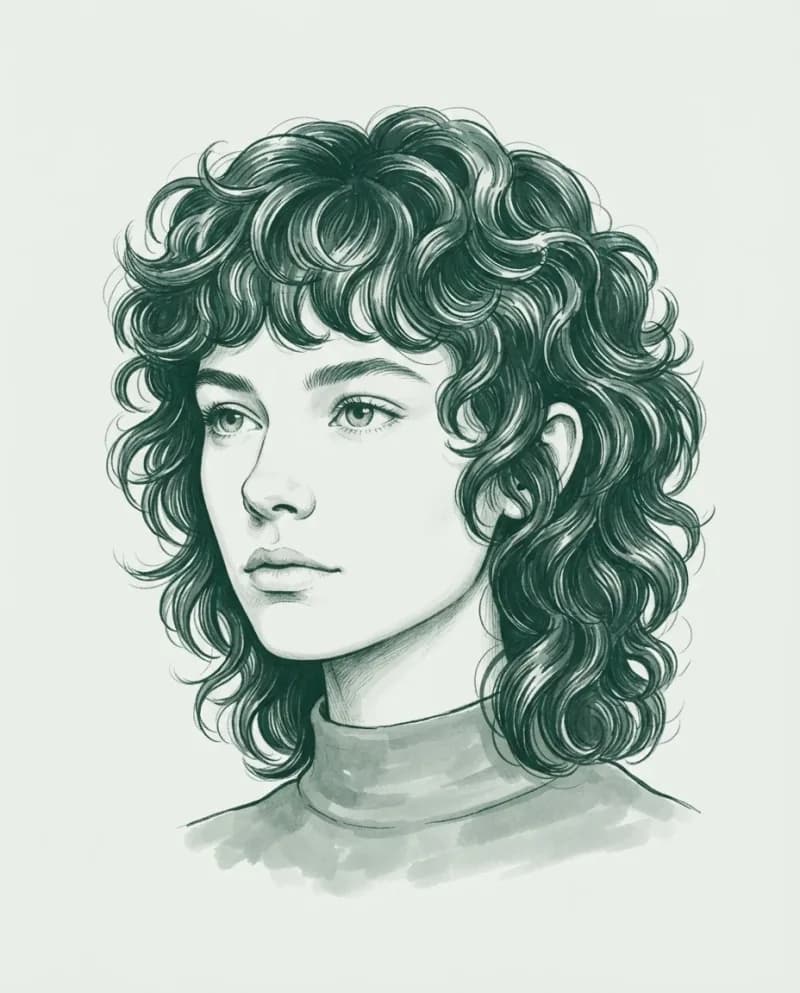 Ilustración del corte Shag rizado