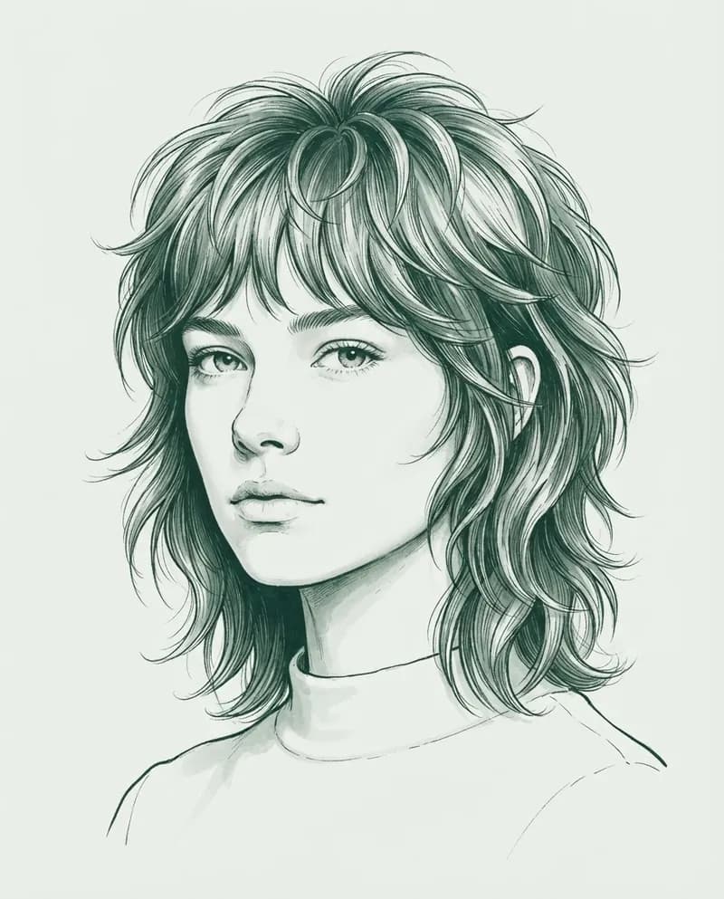 Ilustración del corte Shag desfilado